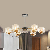 Vintage 6-Head Clear Glass Pendant Chandelier Light Fixture - Black-Gold Finish, Warm/White Lighting - This chandelier light fixture is an elegant and sleek update to any home. Perfect for adding a touch of sophistication to your living room, bedroom, b